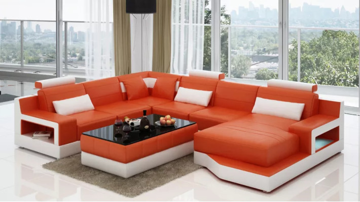 Leather sofa Corner sofa U-shape Living landscape Designer Sofa Modern Sofas Coffee table