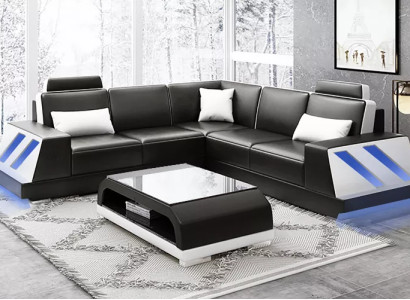 Corner sofa Illuminated Led Couch Sofa Upholstery Corner suite Sofa Sets Coffee table