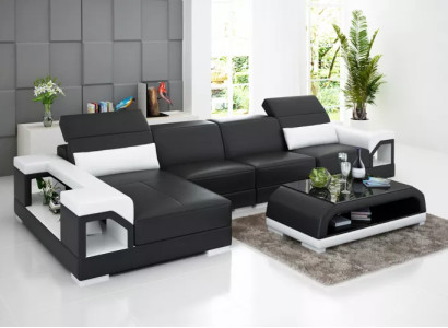 Corner sofa Upholstery Corner sofa Modern L-shape Coffee table Sofa Living landscape 2-piece. new