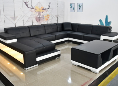 Luxury Living room Sofa Corner sofa Upholstery Corner Eofas Couches Led Leather Couch Suite