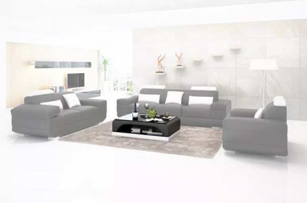 Design Sofa set Sofa 321 Seater Coffee table Sets Leather Set Group 4pcs