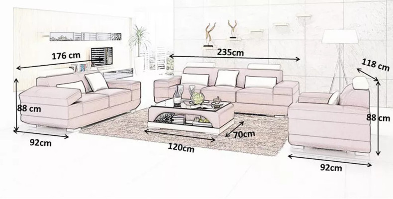 Design Sofa set Sofa 321 Seater Coffee table Sets Leather Set Group 4pcs