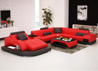 Corner sofa U-shape Armchair Coffee table Modern sofa Leather sofa Corner sofa Upholstery 2-piece set