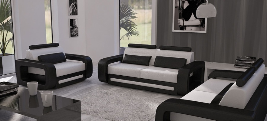 Sofa set Sofa Couch Upholstery Leather Couches Sofas 3+2+1 Set Davos Suite new