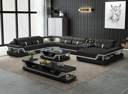 Perfect harmony Large leather corner sofa U-shape for a stylish living room