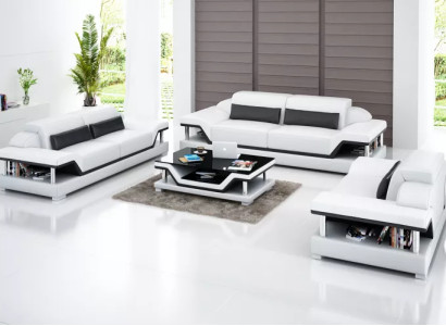 Living landscape Sofa set 221 Seater Coffee table Leather sofa Modern sofa Couch