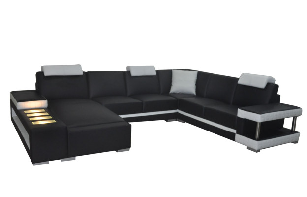 Designer Leather Upholstery Corner Sofa with USB Upholstery Corner Landscape Room Big Leather