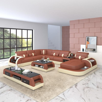 Luxury Living landscape Sofa Upholstery U-shape Corner suite Corner sofa Couch XXL Big + USB