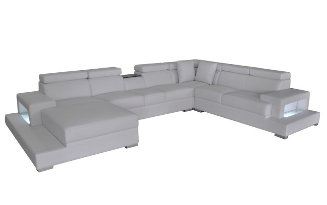 Design Leather Upholstery Seat Room Corner Living Sofa Couch XXL Designer