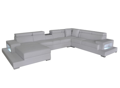 Design Leather Upholstery Seat Room Corner Living Sofa Couch XXL Designer