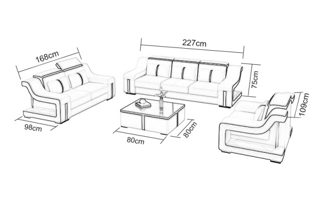 Sofa USB Couch Upholstery 3+2+1 Suite Leather Sofas Couches Set Combination new