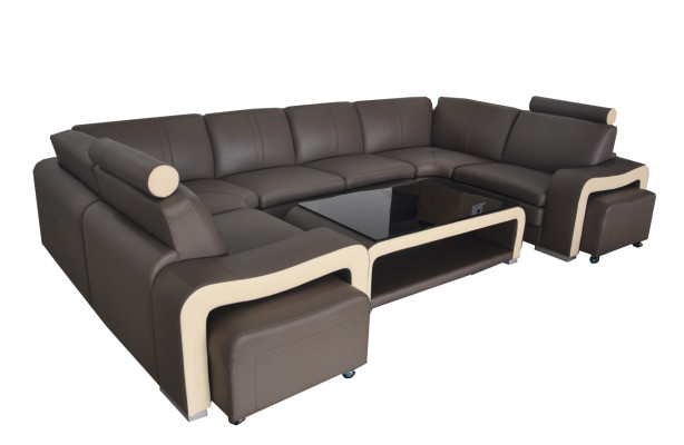 Leather Corner Sofa Couch Upholstery Suite Seat Living Landscape Modern