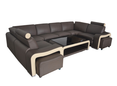 Leather Corner Sofa Couch Upholstery Suite Seat Living Landscape Modern