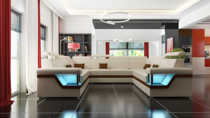 Leather sofa Big XXL Couch Corner sofa Living landscape Couch Upholstery Seat XXL Suite