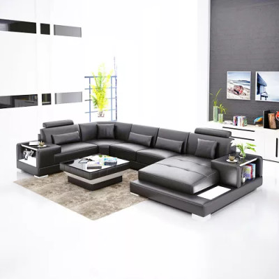 Corner sofa Living landscape Corner sofa Coffee table Sofa L-shape Leather sofa Couch Upholstery
