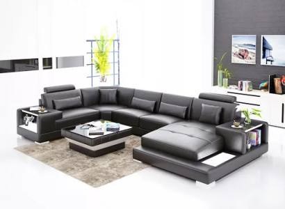 Corner sofa Living landscape Corner sofa Coffee table Sofa L-shape Leather sofa Couch Upholstery