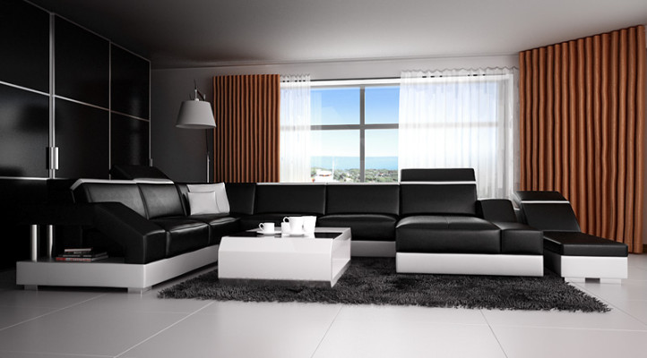 Leather sofa Sofa Couch Living landscape Corner sofa Suite Design Modern Sofa with USB