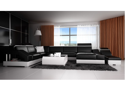 Leather sofa Sofa Couch Living landscape Corner sofa Suite Design Modern Sofa with USB