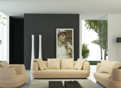 Sofa set Royal Luxury Designer Couch Upholstery 3+2+1 Leather Sofa Seat BeigeA