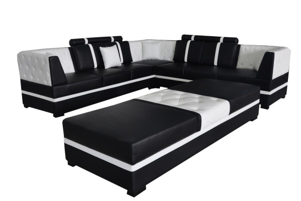Leather Corner Sofa Couch Upholstery Seat Living Landscape Design Furniture Suite + USB