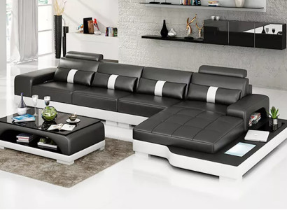 Corner sofa L-shape Corner sofa Leather sofa Designer sofa Upholstery Corner sofa Living landscape