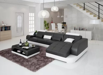 Corner sofa L-shape Modern sofa Leather sofa Corner sofa Upholstery Living landscape