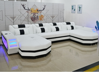 Leather Sofa Sofa Modern Upholstery Leather Living landscape Design Corner sofa Couch White