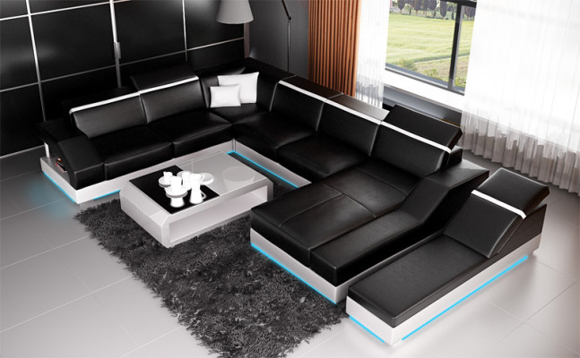 Leather sofa Sofa Couch Living landscape Corner sofa Suite Design Modern Sofa K5011