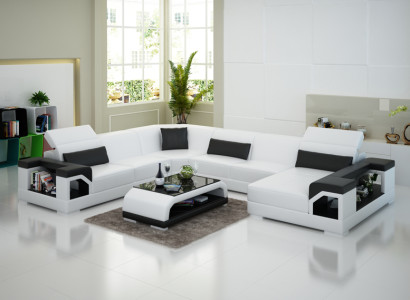 Leather sofa Couch Living landscape Corner sofa Eck Suite Design Modern Sofa G8014 new