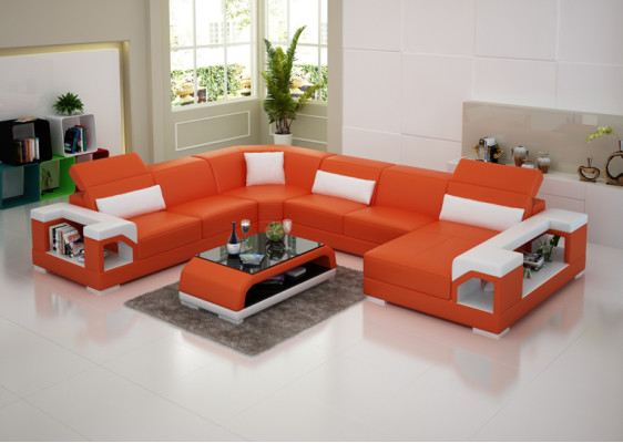 Leather sofa Couch Living landscape Corner sofa Eck Suite Design Modern Sofa G8014 new