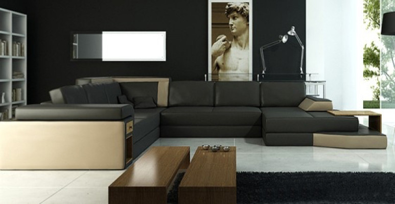 XXL Design Corner sofa Big Sofa with USB Couch Wohlandschaft U-shape Leather Textile Corner