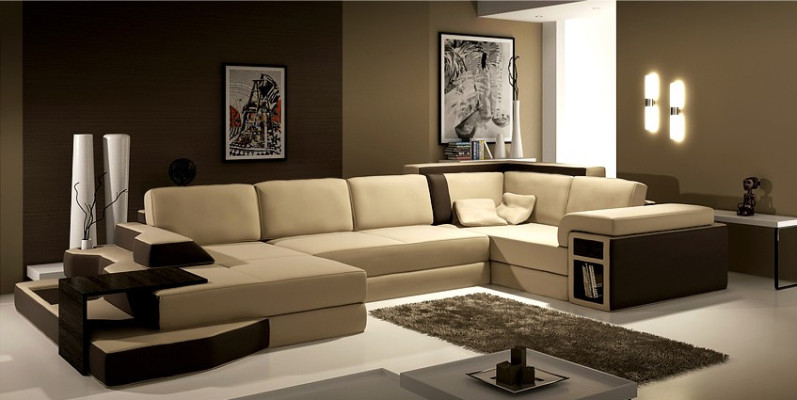XXL Design Big Sofa +USB Corner sofa Couch Wohlandschaft U-shape Leather Textile Corner