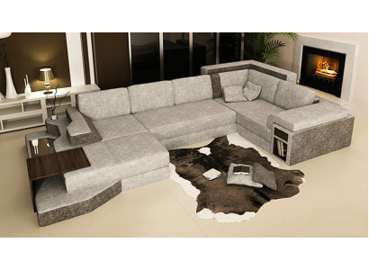 XXL Design Big Sofa with USB Corner sofa Couch Wohlandschaft U-shape Leather Textile Corner