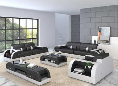 Sofa set 3+2+1 Couch Upholstery Textile Seat Upholstery Suite Leather Design Sofas