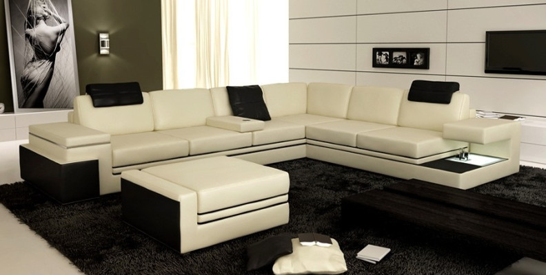 Living landscape XXL Corner sofa with USB Upholstery Seat Suite Sofas Couches Textile