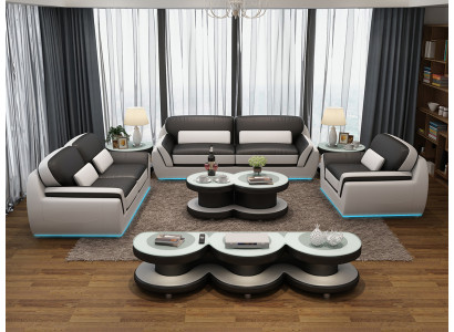Leather sofa couch sofa set new 3+2+1 Seater Suite Design Modern Sofa + USB