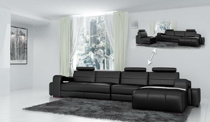 Leather sofa Corner sofa + USB Couch Design Living landscape Upholstery Suite Sofa L-shape
