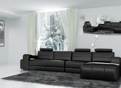 Leather sofa Corner sofa + USB Couch Design Living landscape Upholstery Suite Sofa L-shape