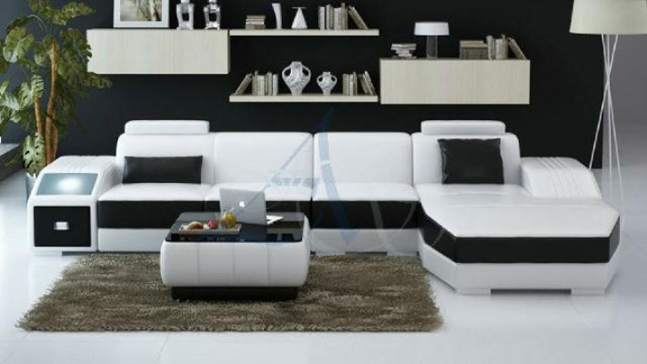 Living landscape Upholstery Corner Corner Sofa with USB Suite Landschaft Leather new 2724B