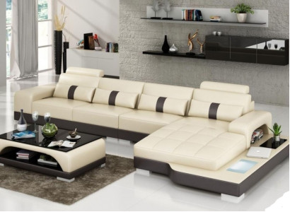 Leather sofa Couch Living landscape Corner sofa Corner Suite Design Modern Sofa with USB new EU