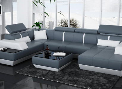 Leather sofa Sofa Couch Living landscape Corner sofa Suite Design Modern Sofa K5015