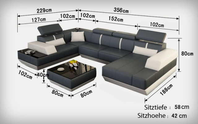 Leather sofa Sofa Couch Living landscape Corner sofa Suite Design Modern Sofa K5015