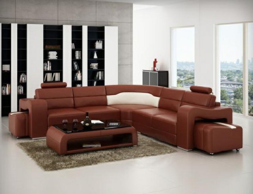 Leather sofa with USB Corner sofa Corner sofa Designer Living landscape L-shape Sofa PISA
