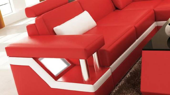 LEATHER SOFA XXL Living landscape Suite USB Leather Corner sofa made to measure HH4