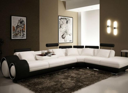 LEATHER SOFA LEATHER COUCH USB Suite SOFA Living landscape Black /White Custom made