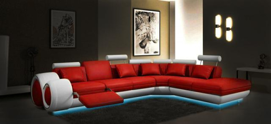 LEATHER SOFA with USB LEATHER COUCH Suite SOFA COUCH Living landscape Berlin V new