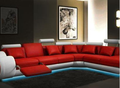 LEATHER SOFA with USB LEATHER COUCH Suite SOFA COUCH Living landscape Berlin V new
