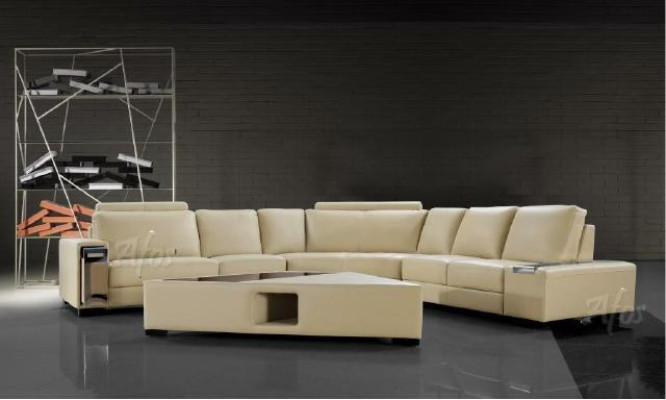 Leather sofa Corner sofa Sofa with USB,Design Seat Upholstery Suite Living landscape 2348