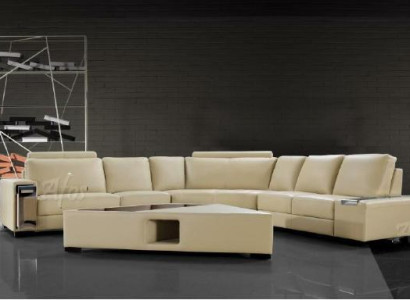 Leather sofa Corner sofa Sofa with USB,Design Seat Upholstery Suite Living landscape 2348