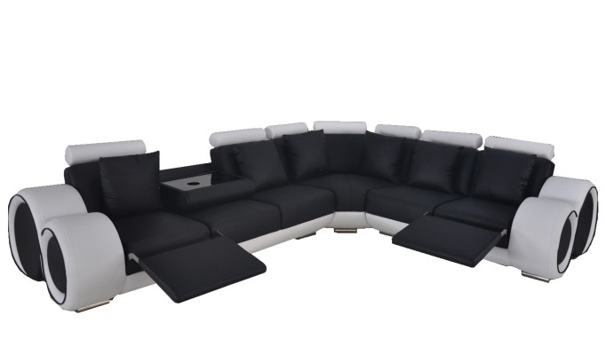 Design Leather Upholstery XXL Seat Room Sofa with USB Design Corner Suite Sofas new